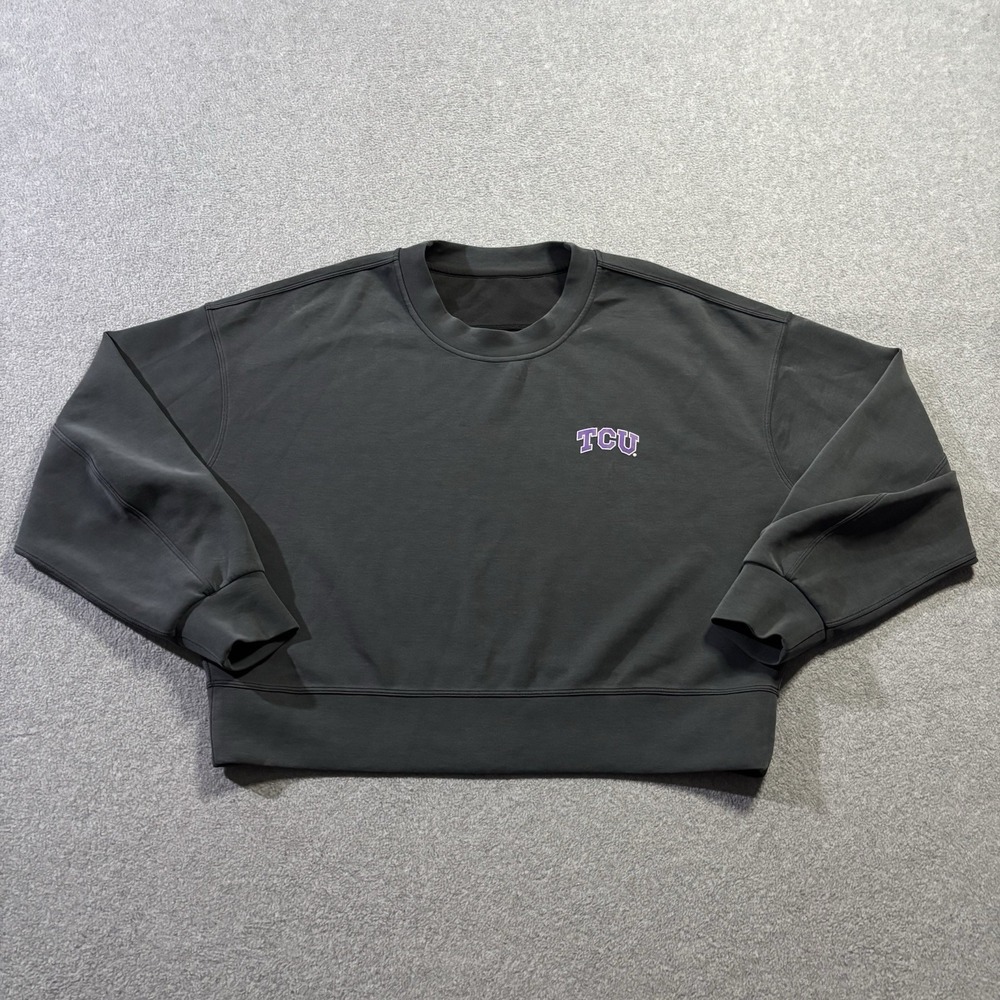 Lululemon NCAA TCU Horned Frogs Cropped Crew Sweatshirt Softstreme Gray Size 8